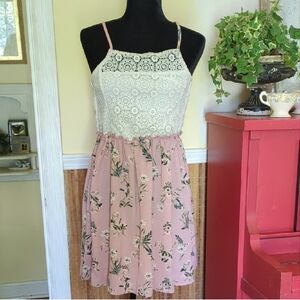 Xhilaration Pink and Cream Floral Kids Casual Dress